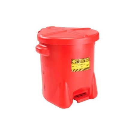 Justrite Eagle 14 Gallon Poly Waste Can W/ Foot Lever, Red - 937FL 937FL